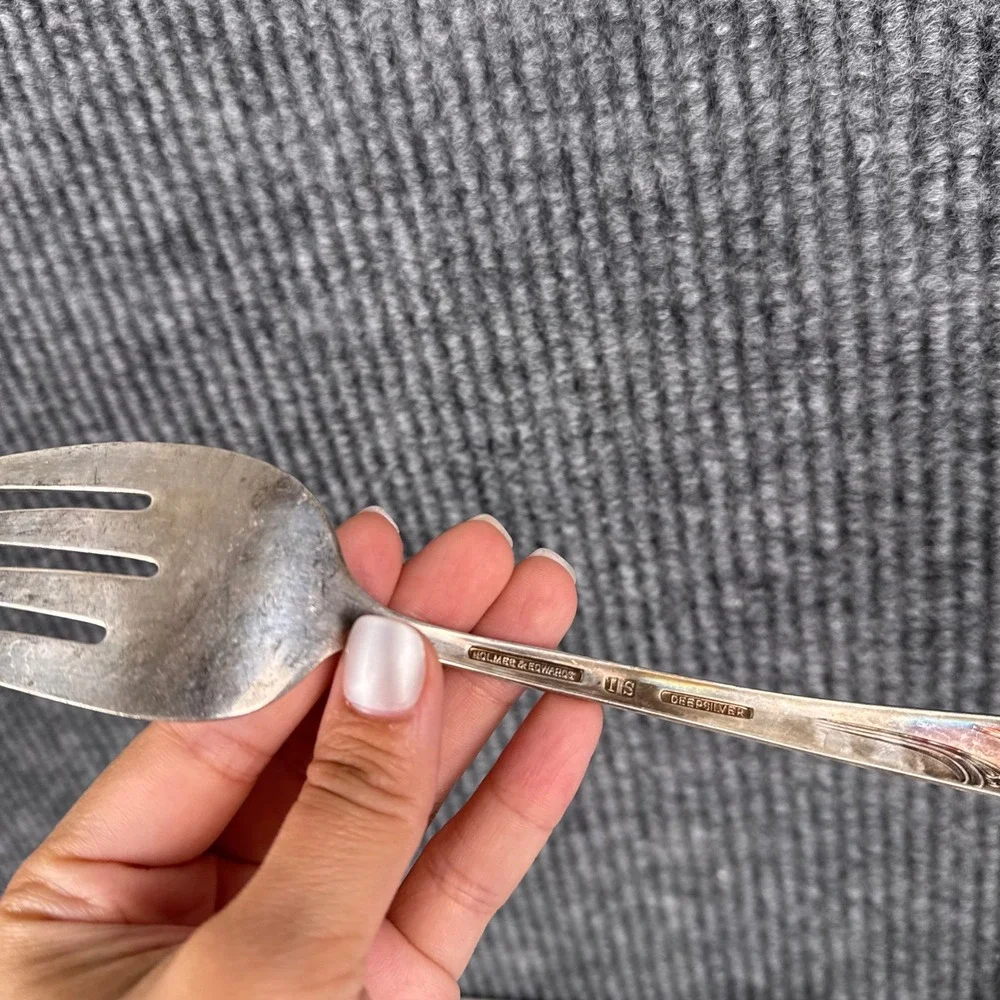 Holmes & Edwards DeepSilver Silver Fashion 1956 Salad Serving Set Fork‎ Spoon